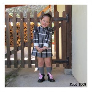 Vestido trapecio gris con negro Cucú