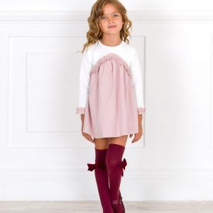 VESTIDO COMBINADO ROSA PALO CON BEIGE NEKENIA