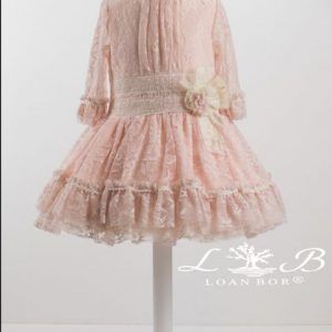 Vestido encaje rosa con mangas Loan Bor