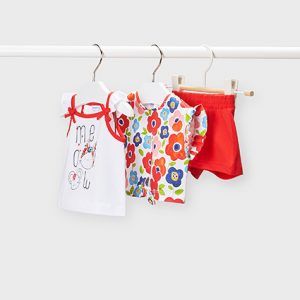 CONJUNTO 3 PIEZAS SHORT GATITO CARMIN MAYORAL