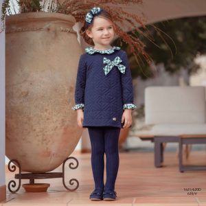 Vestido Infantil Trapecio Marino con Cuadros Verde Miranda