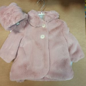 Abrigo Pelo con capota Rosa Empolvado Yoedu
