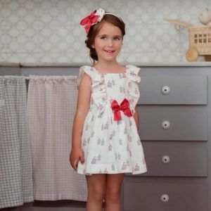 Miranda vestido Infantil Vuelo Casitas Volantes Lazo Teja 035/0628/V