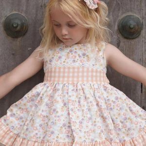 Vestido Infantil flores naranja 18302