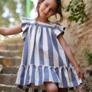 Vestido Infantil Rayas azul marino lazada Vera