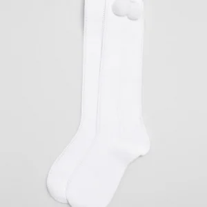 Calcetines altos pompón blanco