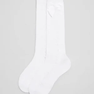 Calcetines calados altos perle lazo blanco