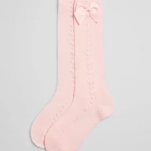 Calcetines calados altos perle lazo rosa