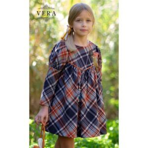 Vestido Infantil cuadros Familia Orange