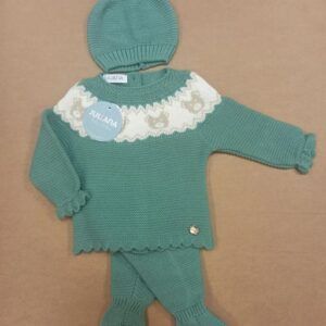 Conjunto 3 piezas canesú osos color hoja