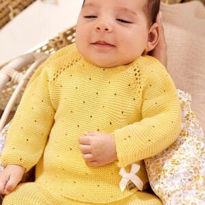Conjunto Punto 2P amarillo calado lazo 25049
