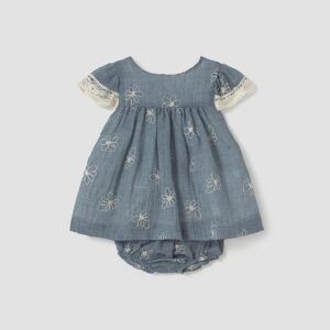 Vestido con cubrepañal bordado recién nacida Ref. 25-01848-015 blue