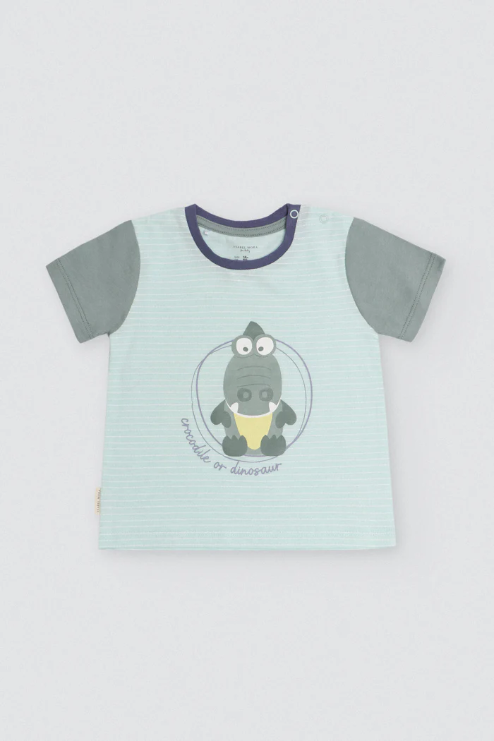 Conjunto bebé camiseta manga corta algodón y culetín con tirantes Crocodino - Imagen 5