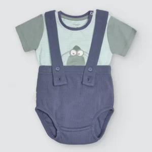 Conjunto bebé camiseta manga corta algodón y culetín con tirantes Crocodino