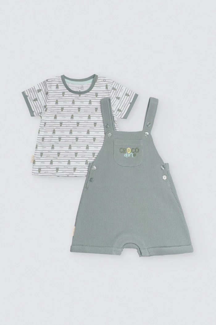 Conjunto bebé peto y camiseta manga corta Crocodino - Imagen 2