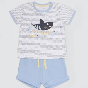 Conjunto bebé camiseta manga corta de rayas y short