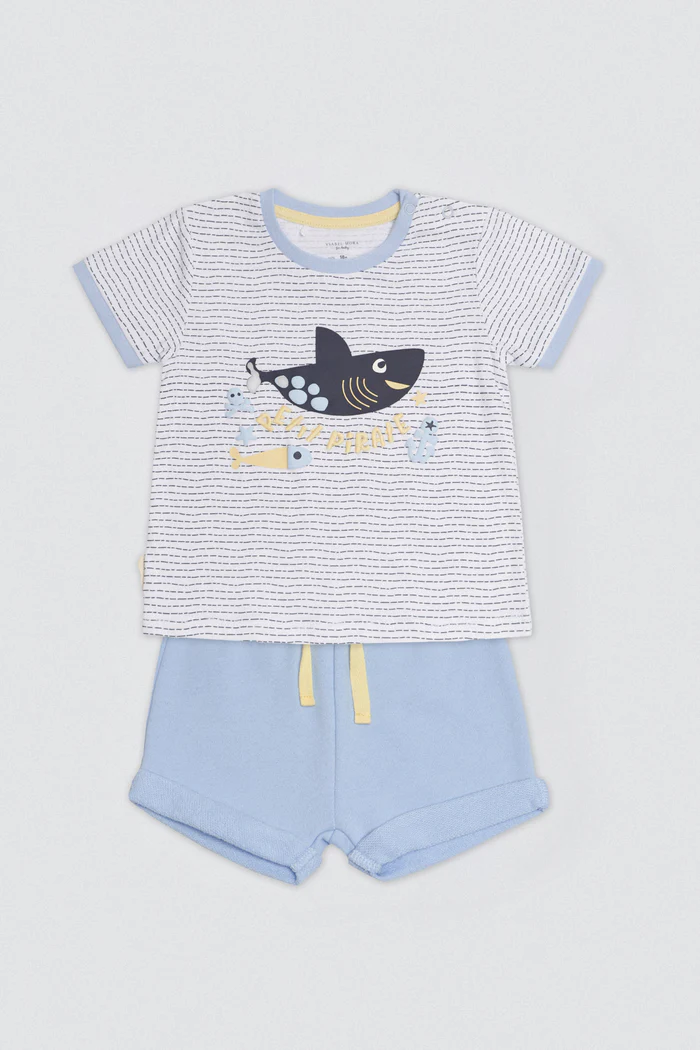 Conjunto bebé camiseta manga corta de rayas y short