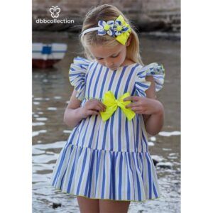 Vestido 22802 Rayas con lazo fluor Dbb
