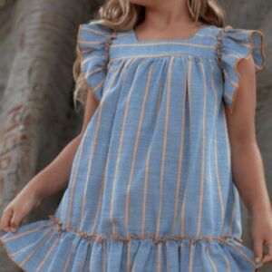 Vestido Denim Rayas Naranjas Vera