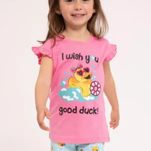 Pijama infantil corto algodón Good Duck rosa