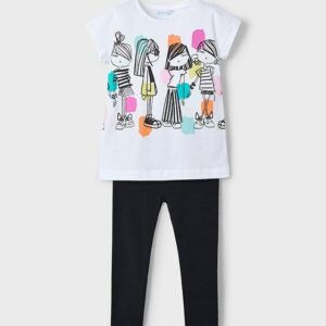 Conjunto legging tobillero y camiseta estampado niña Ref. 25-03713-071 negro