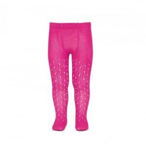 Leotardos perlé calado de puntos y espiga lateral FUCSIA (513)