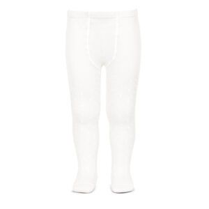 Leotardos perlé calado de puntos y espiga lateral BLANCO (200)
