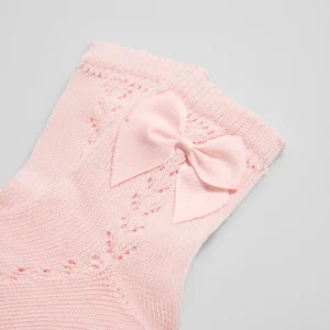 Calcetines calados infantiles rosa con lazo Ysabel Mora