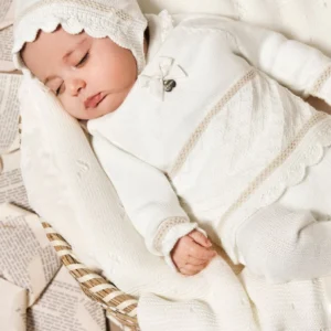 Conjunto Polaina Rombos 25542   Crudo y Crema  Familia Lienzo Juliana