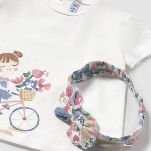 Camiseta con diadema estampada bebé  Ref. 25-01044-058 blanco