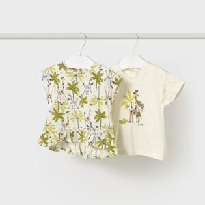 Set 2 camisetas estampadas bebé Ref. 25-01047-063   hueso pistacho