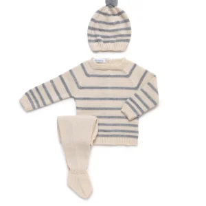 Conjunto 3p 25546 Polaina Rayado Crema y Gris Familia Sonata Juliana
