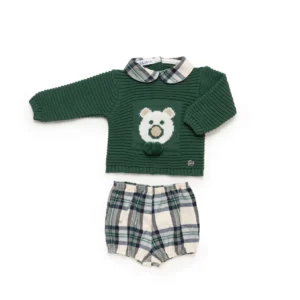 Conjunto Pantalón Osito 25589 Verde Musgo Familia  Sinfonía Juliana