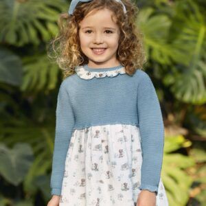 Vestido Cuerpo Punto 25649  Azul Nube Animalitos Trazos  Juliana