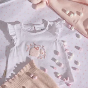 Conjunto de bebé corto sin mangas Ocean Tales rosa