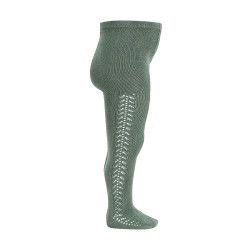 Leotardos algodón cálido con calado lateral Verde Liquen 761