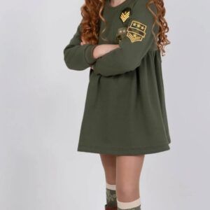 Nekenia Vestido Infantil Lisa Militar