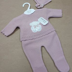 Conjunto 3 piezas Rosa empolvado Oso