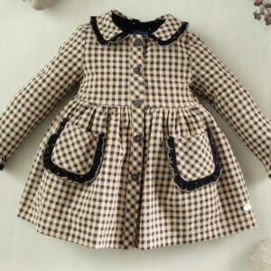 Vestido niña vichy camel y negro Basmartí Tormenta