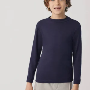 Térmico ligero camiseta manga larga cuello semicisne marino