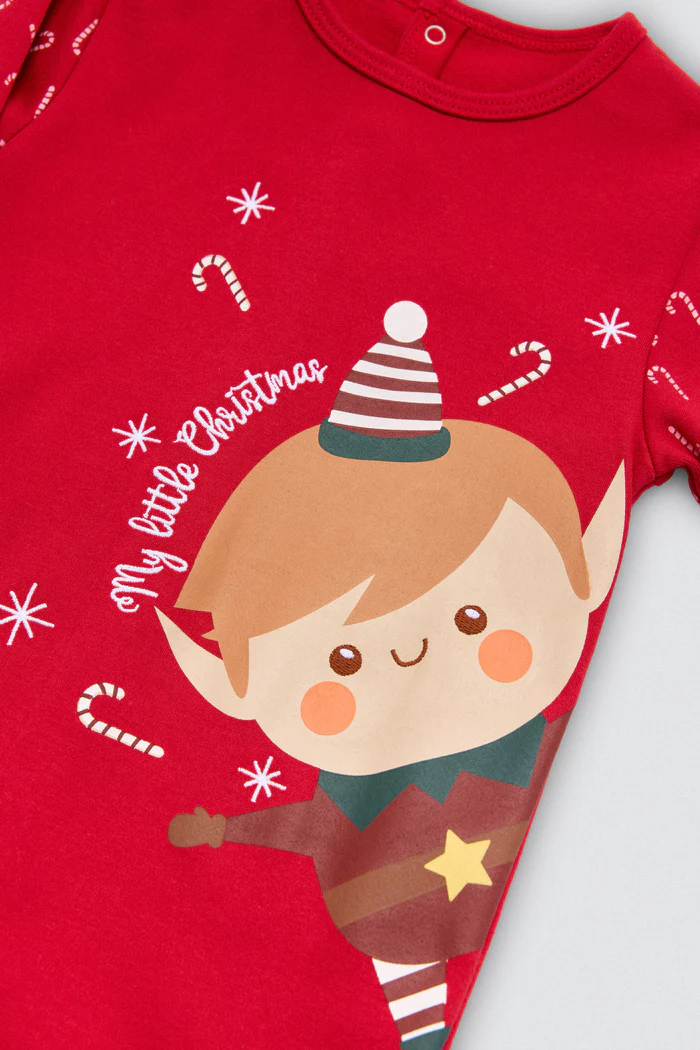 Pelele bebé afelpado estampado Navidad - Imagen 3