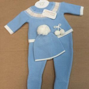 Valentina Bebes Conjunto 3 pzas greca azul empolvado con Camel