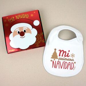 Babero Navideño Mi Primera Navidad Estilo Retro Ref: 124