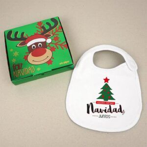 Babero Navideño Nuestra primera Navidad juntos árbol verde Ref: 124