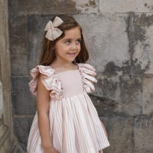 Vestido Infantil Rosa con rayas Dbb