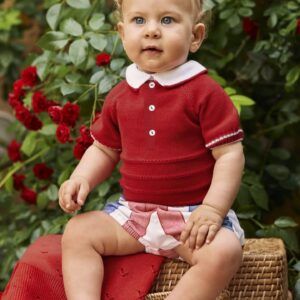 Conjunto rojo tela rayada 26082