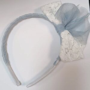 Diadema tul azul y encaje  Edha Basmartí