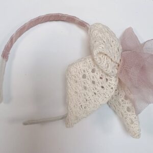 Diadema Alba tul rosa con encaje beige Basmartí