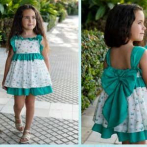 Vestido Infantil vuelo mariposas verde 27002 Dbb