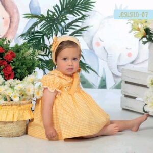 Jesusito 07 Vichy amarillo con blanco bordado a mano